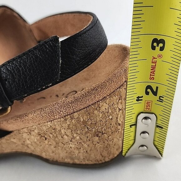Vionic Marian Black Suede Slingback Strap Sandals Wedge Cork Soles Size 9 - Picture 16 of 16